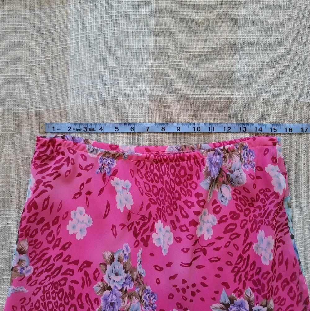 y2k McBling Mobwife Leopard Print & Floral Ruffled Midi Skirt - Picture 3 of 6